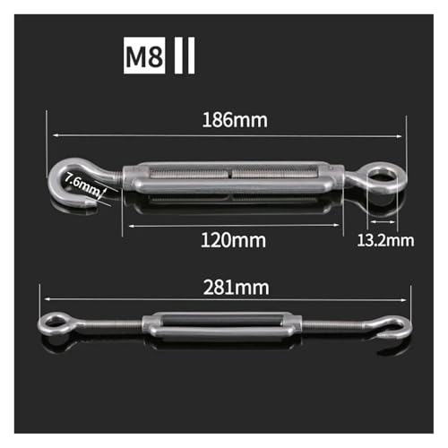 1PCS Tensor de Acero Inoxidable 304 de Tipo Gancho y Ojal Tamaño M8 miniatura 2