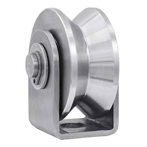 Penkwiio 2Pack Pulley Block V Heavy Duty Single Wheel Pulley Block Duplex Bearing 304 Stainless Steel Grooved Wheel Smooth Loading 880lb/400 Kg for Material Handling and Moving Gym