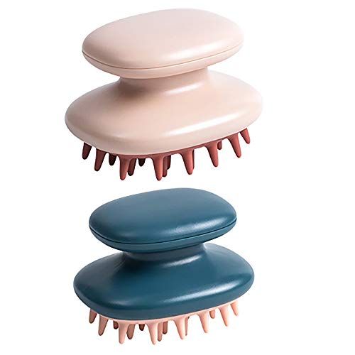 Hair Scalp Massager Shampoo Brush One-Piece Design with Soft Silicone Bristle, Scalp Care Brush with Flexible Silicone Bristles for Scalp Relax and Hair Clean(2 Pack) Blue&Pink