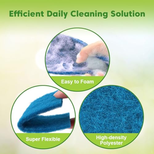UNIMADE Non-Scratch Scouring Pads, 24Pcs Household Scour Pads for Kitchen, Garage and Outdoors, Reusable Dish Scrubber Pads for Pan and Metal Grill - Blue - Thumbnail 3