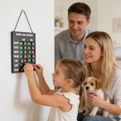 ¿Olvidaste alimentar al perro? Letrero recordatorio diario de alimentación para salón 3