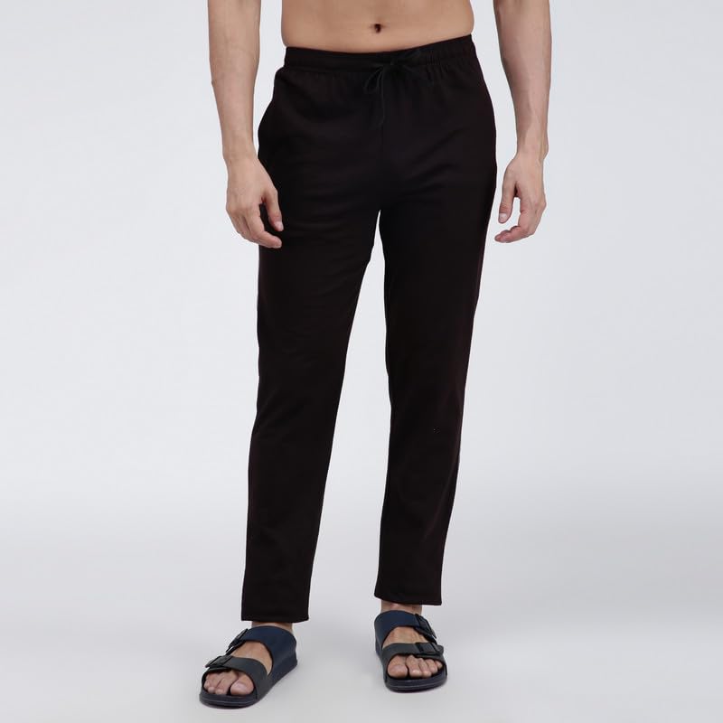 Image of Amul Comfy Men's Track Pant | Super Combed Cotton Rich Blend | Adjustable Drawstring Closure | Slim Tailored Fit | Soft Comfortable Everyday Bottom Wear | Color May Vary (Pack of 1)