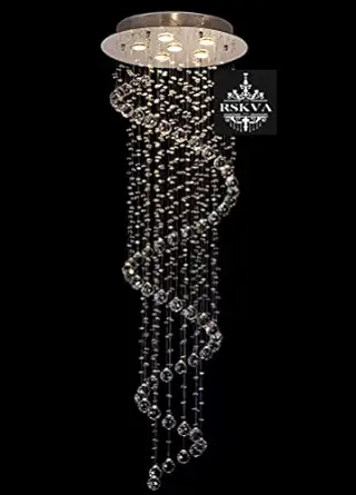 RSKVA Ceiling Glass Beads Crystal Pendant Hanging Chandelier (3 Feet Hight)