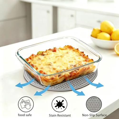 XIRYAER Glass Baking Dish, 8x8in Square Glass Baking Pan, with Silicone Heat-resistant Mats, 1.9 Qt Casserole Dish, Glass Baking Dishes for Oven, Dishwasher, Freezer, Microwave Safe - image 5