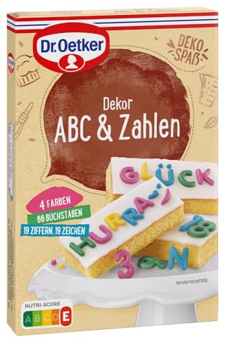 Dr. Oetker Dekor ABC & Zahlen 5er Pack (5 x 58g), verleihe deinen Gebäcken eine hübsche persönliche Note