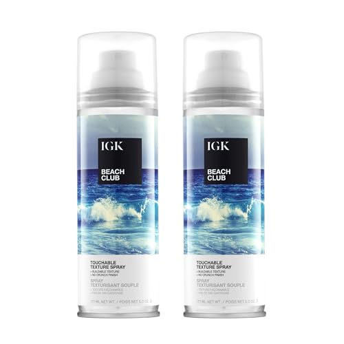 IGK Beach Club Texture Spray 2 pack Salt-Free Volumizing Spray for Touchable Beach Waves and Instant Volume Lightweight Non-Drying Formula Suitable for All Hair Types