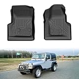 FIILINES Floor Mats for Jeep Wrangler TJ 1997-2006, All Weather Protection TPE Floor Liners for Wrangler TJ Accessories, Waterproof Durable 1st Row Liner Set Black