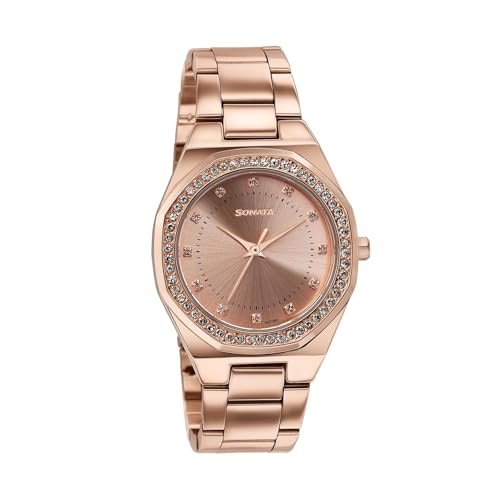 Image of Sonata Jashn with Quartz Analog Rose Gold Dial Rose Gold Strap Women's Wedding Watch - 87121WM02
