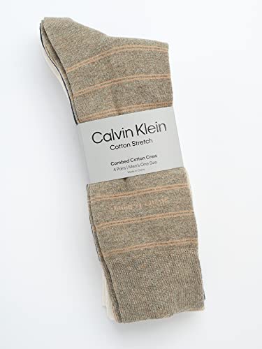 Calvin Klein Men's Dress Socks - 4 Pack Soft Cotton Blend, Striped Crew Socks - Casual Long Work Socks for Men (Sizes: 7-12)2