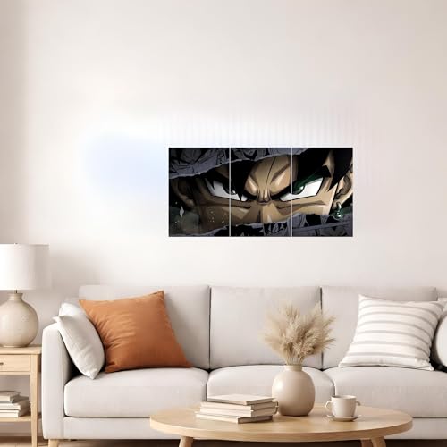 Image of Aniculture Dragon Ball Black Goku Split Poster Set of 3, A4 Size Each - Panoramic Anime Wall Art Collage - 300 GSM Ultra HD Print Quality - Self-Adhesive - 24 x12 Inches Large Decor