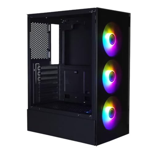 BPC Gabinete Gamer ATX, Preto, 3 Ventiladores RGB, Painel Lateral em Vidro, Design Moderno para Computador