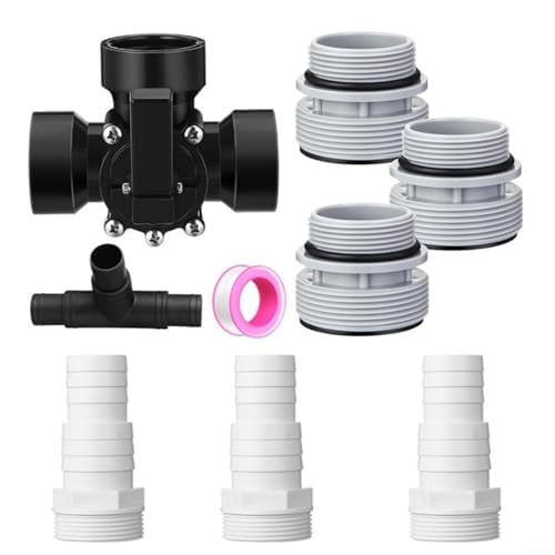 Adattatore per tubo deviatore a 3 vie per piscina, kit adattatore per tubo flessibile con valvola deviatrice a 3 vie per collegamento senza soluzione di continuità a filtri e pompe per piscina (nero)