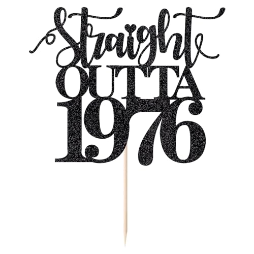 FmiyunEea Black Glitter Straight Outta 1966 Retro Cake Topper - 60th Birthday & Anniversary Party Decorations Hello 60s, Cheer to 60 Years old (1976)