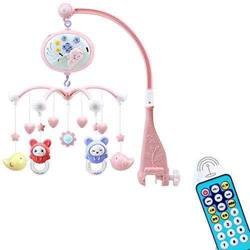Dedeka Giostra Musicale con Proiettore a Rotante 360° Giochi per Culla Sonagli Rimuovibili con Controllo Remoto per Lettino di Neonati