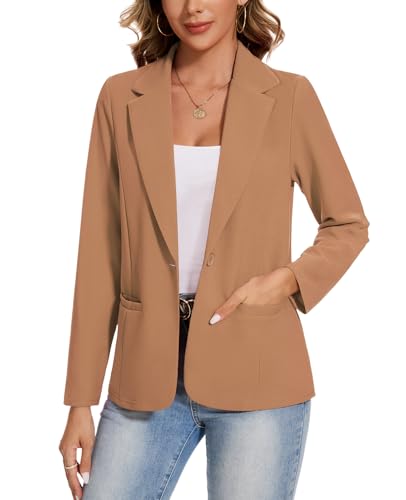 MINTLIMIT Blazers for Women Long Sleeve Button Front Blazer Lapel Business Casual Work Office Suit Jackets with Pockets2