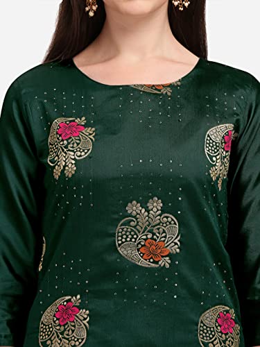 Image of VredeVogel Cotton Silk Blend Straight Embroidery Kurta Pant and Dupatta Set for Women