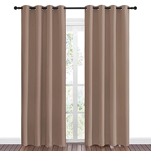 Image of NICETOWN Blackout Draperies Curtains Panels - Window Treatment Thermal Insulated Solid Grommet Blackout Curtains /Panels /Drapes for Bedroom (Set of 2 Panels, 55 by 86 Inch, Cappuccino)