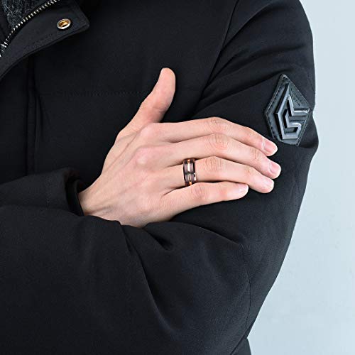 Image of King Will Tungsten Carbide Wedding Band for Men Women-6 /8 /10mm Width Multicolor Available with Grooved Center Wedding Ring Suitable for Work, Gym Comfort Fit Size 4-16