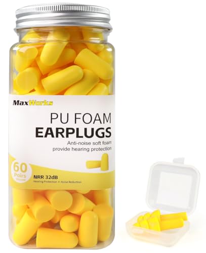 Bouchons d'oreille en mousse isolation phonique MAXWORKS lot de 60 hypoallergéniques