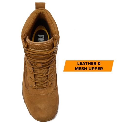 MAGNUM Men's Bragg Waterproof Tactical Boots for Men, Mens Military Hiking Boots, Breathable Light Weight Work Boots for Men - Tan/Tan, 8.5 Medium4