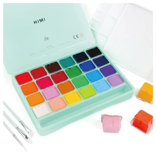 Set Gouache 24 Colori con Pennelli