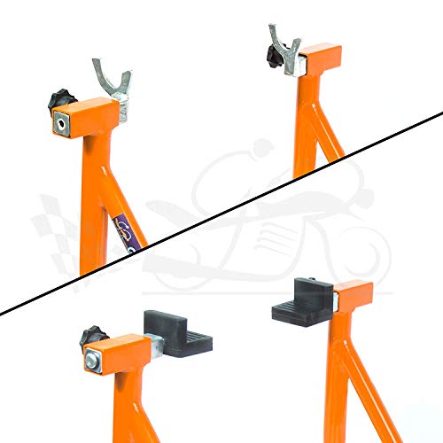 Image of GrandPitstop Paddock Stand with Swing Arm Rest and Bobbin Fork for KTM RC390 (Black and Orange)