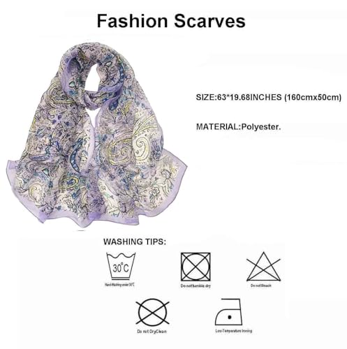 Image of Pokeedioty Scarfs for Women Lightweight Scarves Elegant Floral Pattern Sheer Scarfs Shawls Wraps