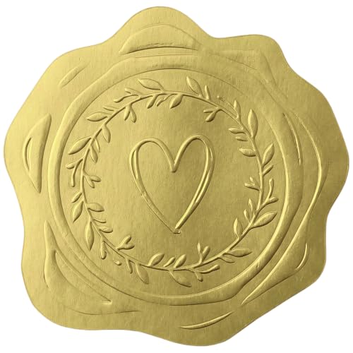 Cuttte 325PCS Envelope Heart Stickers Gold Heart-Love Envelope Seals