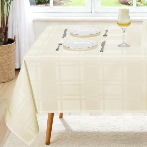 Soild Plaid Jacquard Table Cloth Elegance Wrinkle Resistant Tablecloth