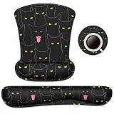 Wrist Rest Support Ergonomic Gel Mouse Pad & Memory Foam Keyboard Set Non-Slip Rubber PU Base Easy T