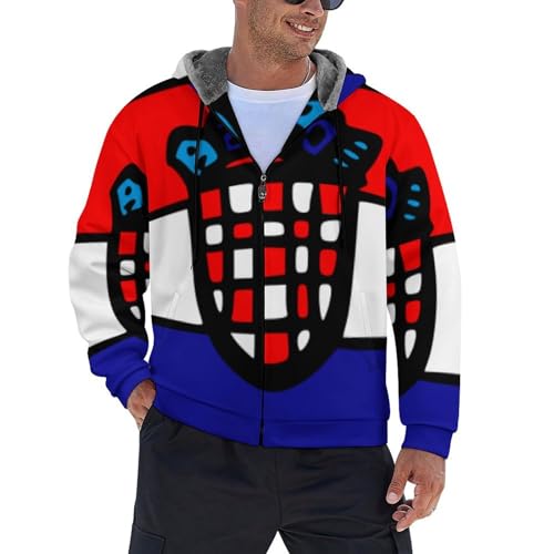 Veste polaire homme à capuche Croatie chaude d'hiver veste zippée pour le quotidien