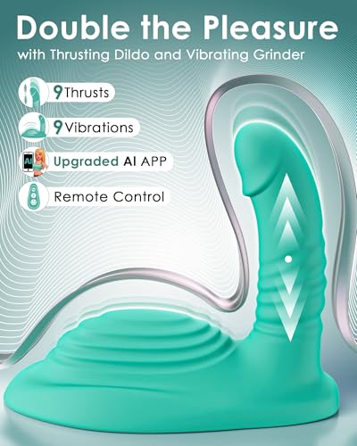 Image of Riding Grinding Thrusting Dildo Vibrator - Remote Control Sex Grinders with 9 Thrusts & Vibrations for Clit Perineum G Spot Stimulation, Women Female Couples Sex Toys Adult Toys & Games Dildos