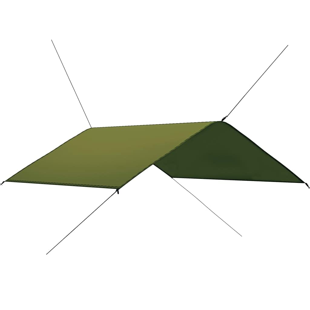 Outdoor Tarp 4x4 m Grün - Camping Zeltplane und Schattenspender aus 180T Polyester für Hängematte und Zelt - Leichtes Tarps-Set inklusive 6 Heringen und 6 Abspannseilen