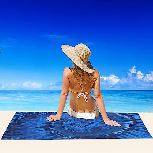 Microfiber Beach Towel Blue Tie Dye Oversized Large Sand Free & Quick Dry Lightweight Towel For Adults Womens Mens Travel Camping Gym Pool Swim #TOP3