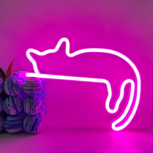 UExnkj-Y Gato Letrero de Neon Cat Señal de Neon Alimentado por USB pared bar fiesta decoración gato luz de neón rosa