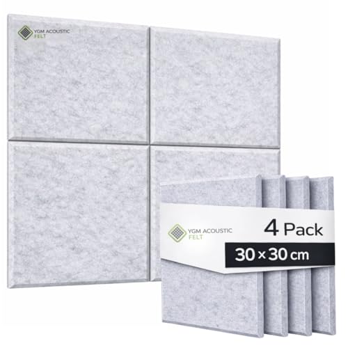 Image of YGM Acoustic Foams Luxury PET Felt Acoustic Self Adhesive Panels, 10 MM Thick, Sound Absorbing Panels for Wall | Room Noise Reducer & Sound Dampening (Marble White, 1x1 Foot - 4 Panels)