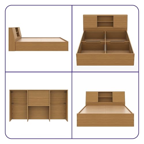 Image of Wakefit Bed | 1 Yr Warranty | Bed Queen Size, Comes with Storage Box, Noise Free, Density: 680-750 kg /m, Termite & Borer Resistant, Fits Mattresses Up to 8 Inches (Orion 78 x 60 - Urban Teak)