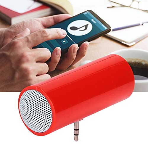 Image of 3.5mm Jack Stereo Mini Speaker, Portable Wireless Plug in Speaker with Clear Strong Sound, for Smartphones Tablets Laptops PCs MP3 MP4 (Red)