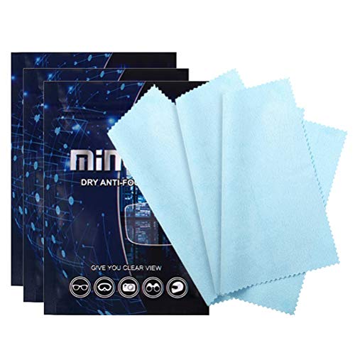 KENANLAN 3 paños antivaho para gafas, toallitas antivaho, toallitas reutilizables para limpieza de lentes, toallitas antivaho para lentes, gafas, usuarios y gafas (3 piezas)
