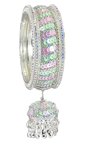 Image of NMII Ethnic Wear Bangles Gold-Tone Alloy with Musical Ghungroo Charms | Women Fashionable Jewelry | Designer Bracelet Bangles For Girls | Viral Kashmiri Chudiya for Weddings, Festivals & Parties