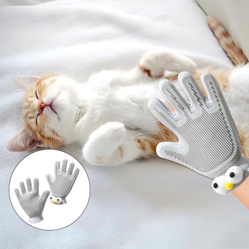 Image of 2 in 1 Pet Grooming Gloves - Cat and Dog Glove Brush, High Efficiency Pet Hair Removal Massage Glove, Clean Hair on Both Sides (Grey /1 Piece)