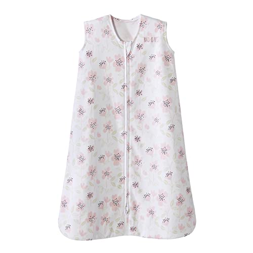 Image of HALO SleepSack, 100% Cotton Wearable Blanket, Swaddle Transition Sleeping Bag, TOG 0.5, Wildflower Blush, Small, 0-6 Months