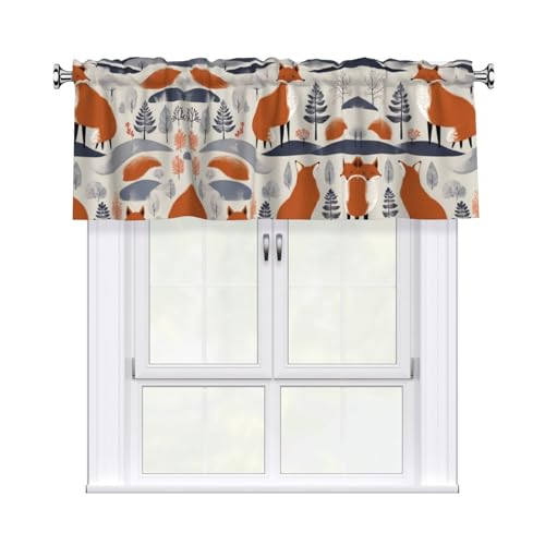 LPLSNWS Cortinas cortas con estampado de zorro escandinavo, cortinas decorativas adecuadas para cocinas, dormitorios y baños