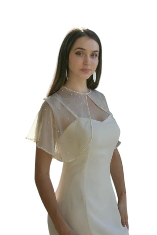 Zarinivas Women's Pearl Net Cape Shrug – Sheer Transparent Poncho for Gowns, Sarees & Bridesmaid Outfits | Wedding & Party Cover-Up-picture-16