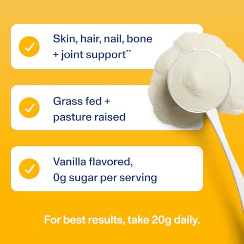 Image of Vital Proteins Collagen Peptides Powder - Grass Fed Collagen Peptides for Hair, Nail, Skin, Bone & Joint Health, Vanilla, 23.2 Ounces