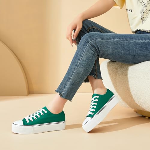 Image of hash bubbie Womens Platform Canvas Sneakers Tennis Shoes | low top non Slip on walking breathable casual comfortable fashion lace up
