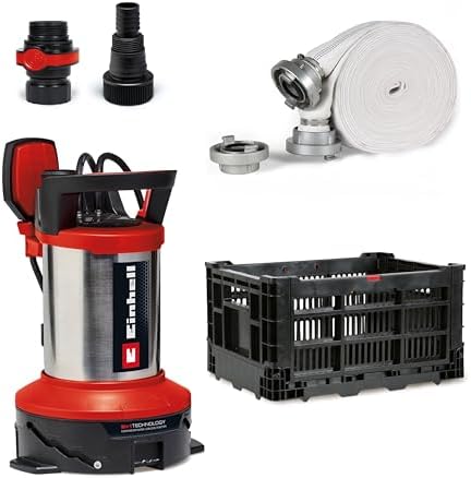 Einhell Flutset GE-DP 7535 N LL | 750 W | 10 bar | 18500 l/h Fördermenge | 9 m Förderhöhe | Ø 35 mm Fremdkörper | 10 m Schlauch | Universaladapter