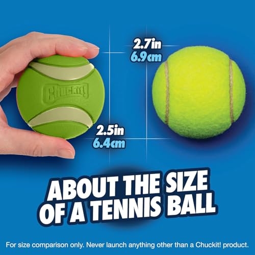 Chuckit! - Max Glow Ultra Squeaker Ball - Phosphorball für Hunde - Quietschball für Hunde - Leuchtet im Dunkeln - Erzeugt lustige Geräusche - Stärkt die Bindung - Größe Medium - Durchmesser 6,5 cm