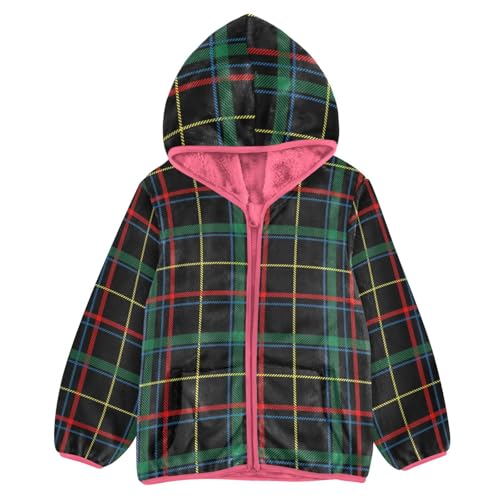 Plaid Dark Green Christmas Sherpa Fleece Girls