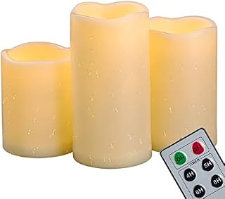 4"5"6" Outdoor Indoor Waterproof LED Pillar Candles with Remote & Timer/Large Battery Operated Flickering Flameless Plastic Fake Candles for Outside Patio Decorative Hanging Lantern Home Decor Set 3
